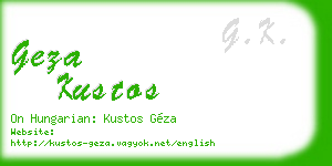 geza kustos business card