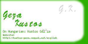 geza kustos business card